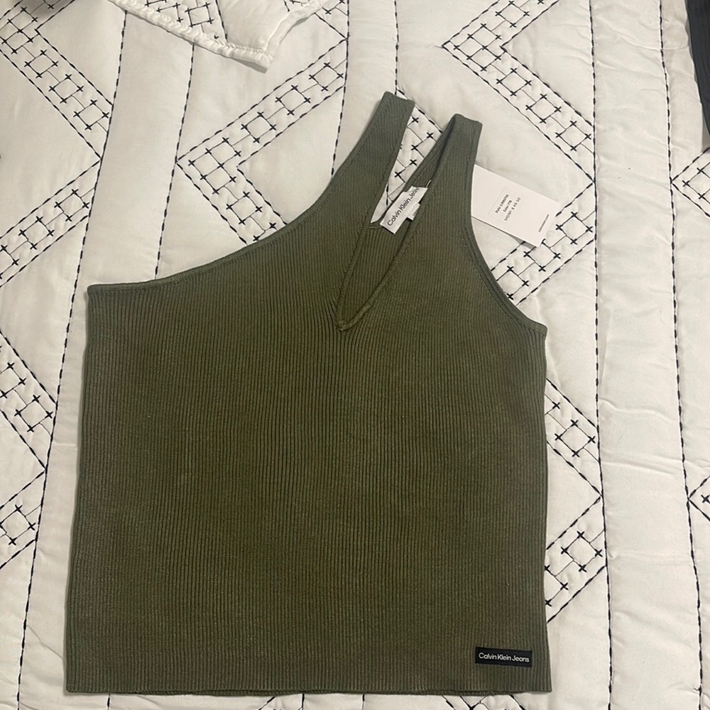 Green one shoulder small Calvin Klein jeans top